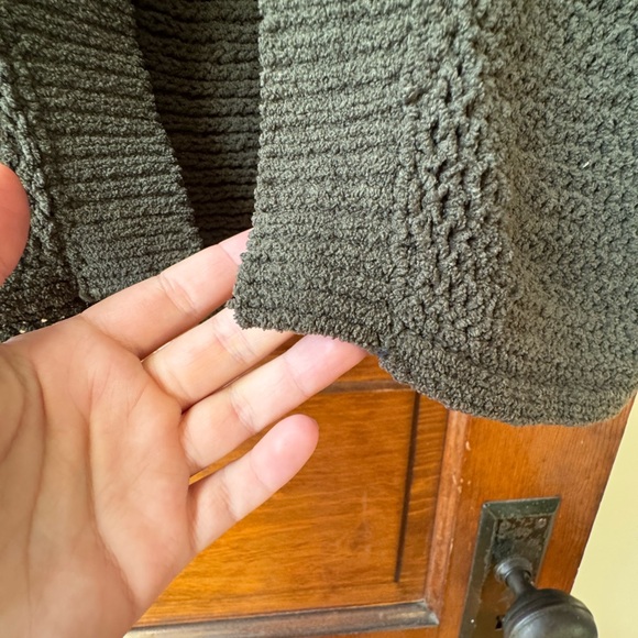 Derek Heart Earthy Green Cardigan Sweater with Relaxed Fit and Shawl Collar - Picture 5 of 8